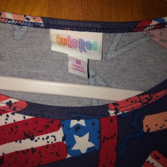 Lularoe Irma AMERICANA Shirt Uncle Sam Hats M star - Picture 3 of 3